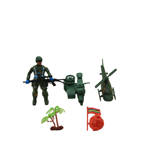 مجموعة ألعاب عسكرية للجيش مع دراجة نارية، 8 قطع، رقم: 809-78A