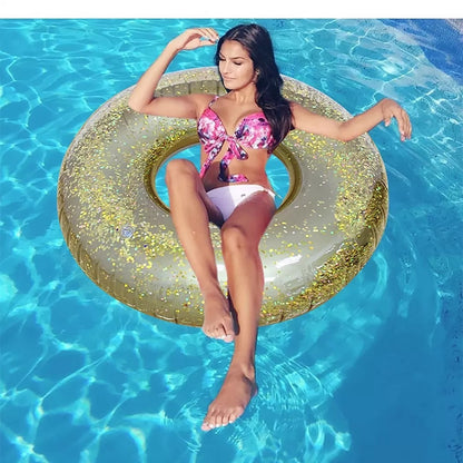 Inflatable Adult Children Sequins Round Swimming Ring Circle Glitters-90cm-No:19257