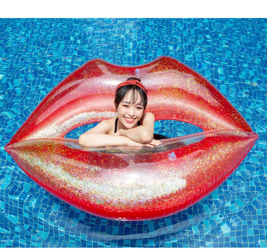 Sequins Inflatable Swim Circle Lip Swimming Ring Woman-180cm*160cm-No:19-260