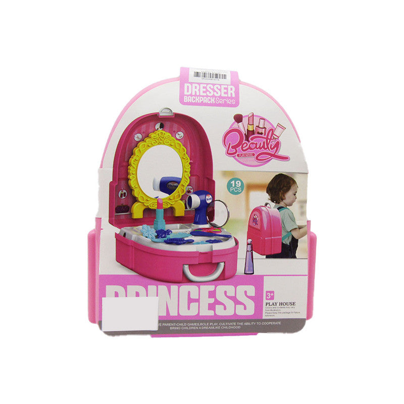 مجموعة ألعاب خزانة ملابس الأميرة - بيت لعب تجميلي - حقيبة ظهر - 19 قطعة - رقم: 703
