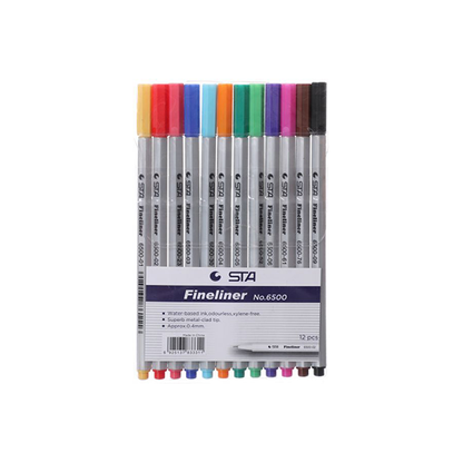 Fineliner pen 0 4 mm set of 12 assorted colors.
