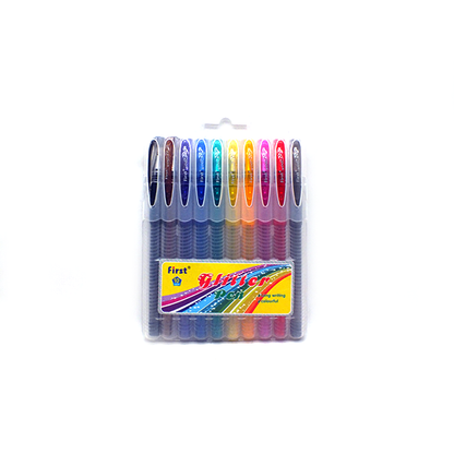 Set Of 10 Colored Glitter Pens