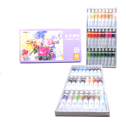 مجموعة ألوان غواش من إم آند جي، 48 لونًا - 12 مل - رقم: 6509 