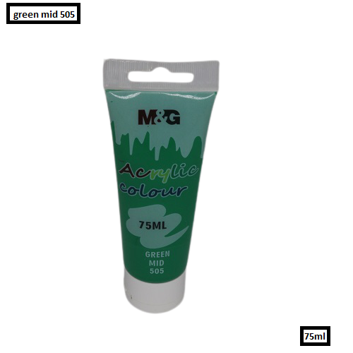 M&G Acrylic Colour Tube Green Mid (505) 75 ML No: APLN6598