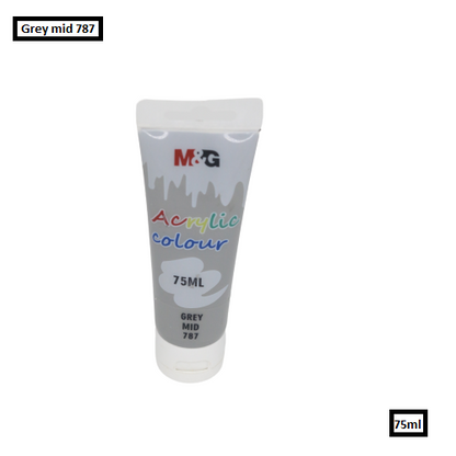 M&G Acrylic Colour Tube Grey Mid (787) 75 ML No: APLN6598