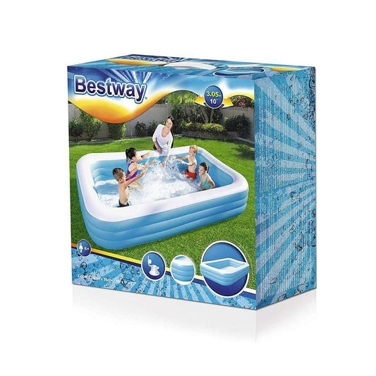 Bestway 10' x 72" x 22"/3.05m x 1.83m x 56cm Deluxe Blue Rectangular Family Pool