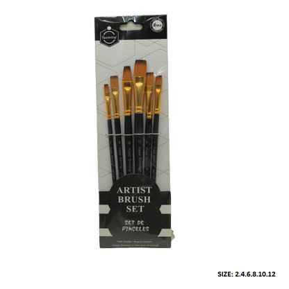 Keep Smilling Artist Brush Set Black - 6pcs (2-4-6-8-10-12)