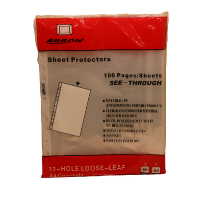 Arrow Sheet protectors U- Shape - 60 microns - 100pcs - No:EH3036C