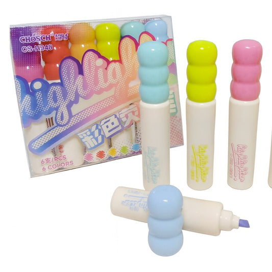 Chosch Pack of 6-Color Macaron Highlighter Set – Mini Aesthetic Markers for School & Office - No:Cs-H948