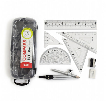 M&G Chenguang Geometry Set, Comprehensive Drafting Solutions, 8 Pieces - Compass Caliper Set - No:ACS908D9