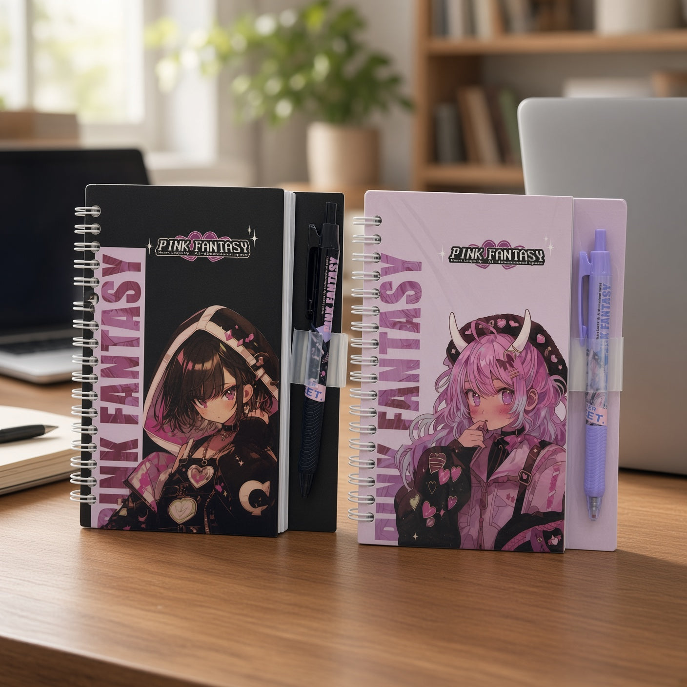 Yassin Pink Fantasy A6 Spiral Notebook with Matching Pen, 96 Sheets, 60 GSM – Stylish Compact Notebook for School, Work & Everyday Notes - No:1333