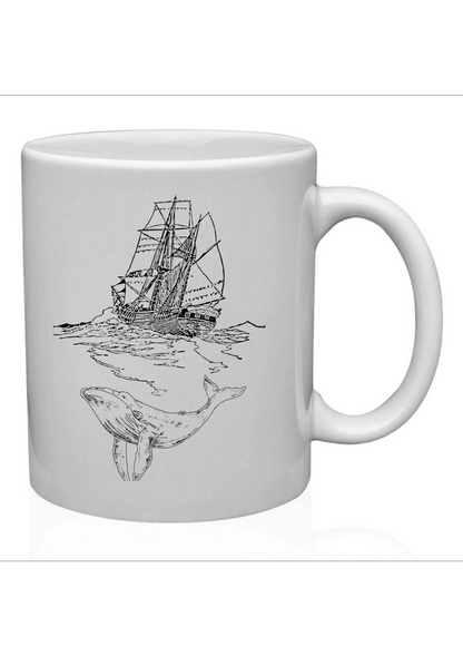 Ship vs whale  ceramic mug