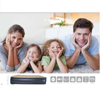 Jilong Avenli Self-Inflating Air Mattress / Guest Bed for 2 People 203 x 157 x 47 cm with Built-In Automatic Pump Beige Anthracite - No:24042EU