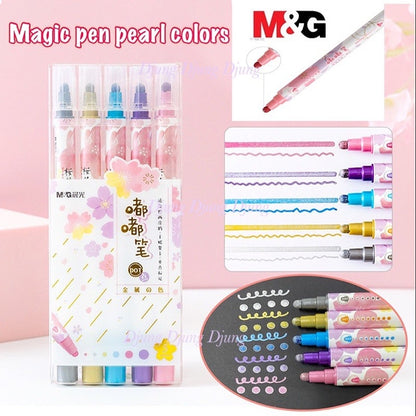 M&G Chenguang set Sakura of Double headed, 5-color pearl colored Meiji pens - No:ACP901K0