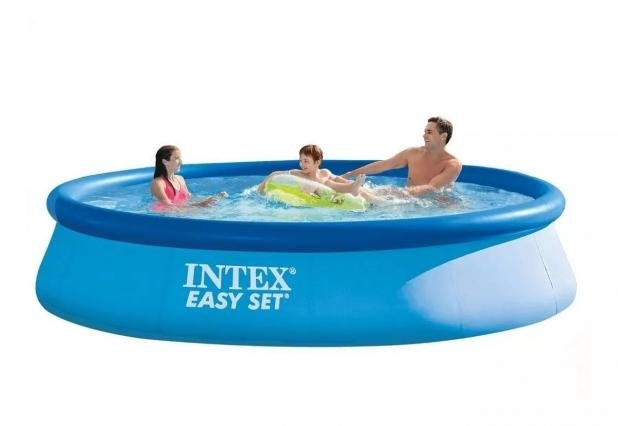 مسبح إنتكس القابل للنفخ سهل التركيب فوق الأرض مع مضخة فلتر، مقاس 396 × 84 سم 