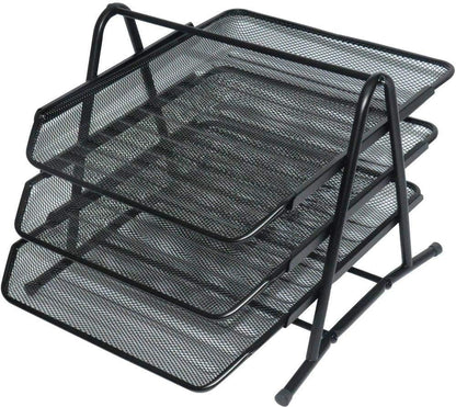 M&G Chenguang Desk Organizer Tray – All-Metal Mesh 3-Tier Document & Paper Tray, Durable Office File Organizer - 1pcs - No: ABT984H6
