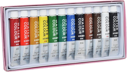 M&G Chenguang Watercolor Tubes, Vibrant Artistic Creations, Non-Toxic, 12 Colors - 12ml - No: APL976F8