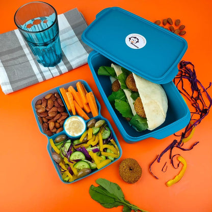 علبة غداء على شكل موز سعة 1.5 لتر من دورين مع فواصل - لون فيروزي