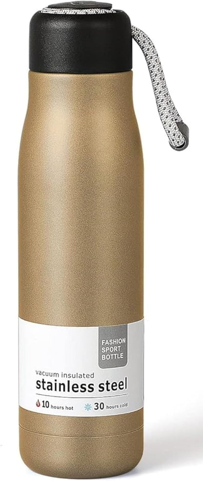 500ml Stainless Steel Vacuum Insulated Water Bottle with Carry Rope – Double Wall Thermal Flask | Hot & Cold Bottle
