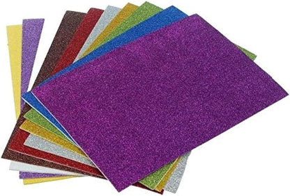 OU SHANG Glitter EVA Foam Sheets A4 Size – 10 Pieces, Sparkle Craft Foam Sheets for DIY, Arts & Crafts, School Projects & Decorations