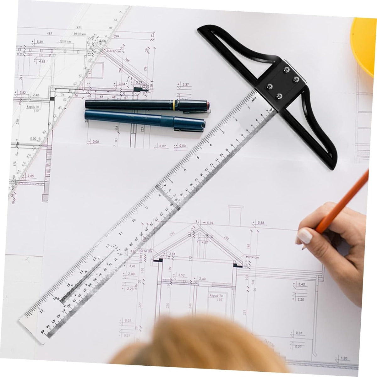 K-max Design Ruler Clear T Rulers Graduated Ruler Adjustable t Square - 100cm