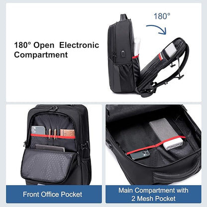 حقيبة ظهر جولدن وولف للجنسين، سعة 19 لترًا، مضادة للسرقة، تفتح بزاوية 180 درجة، تتسع لجهاز كمبيوتر محمول حتى 15.6 بوصة - رقم المنتج: GB0444 