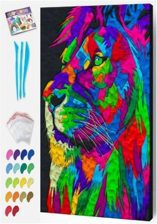 Splat Planet Lion Clay Painting Kit, Size:30 cm x 30 cm