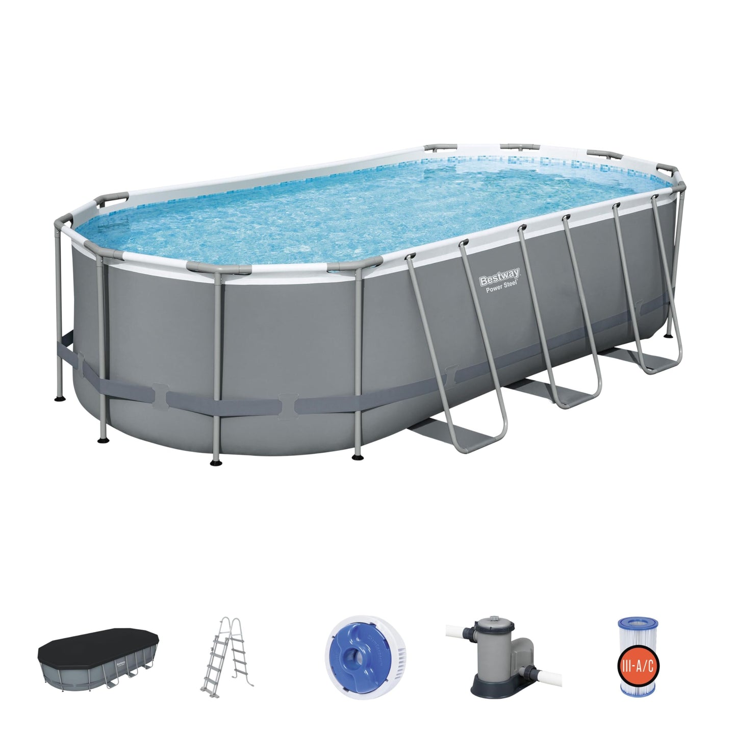 Bestway Power Steel Oval Frame Pool Complete Set with Filter Pump 549x274x122 cm - No: 56710