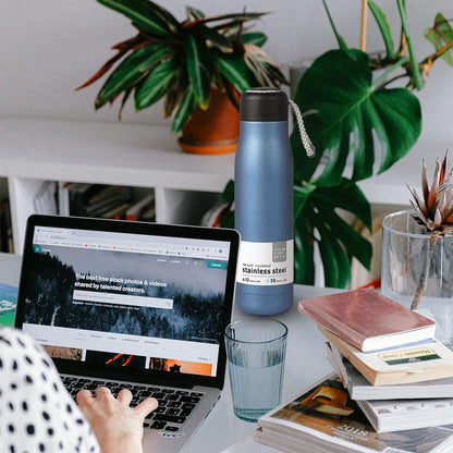 500ml Stainless Steel Vacuum Insulated Water Bottle with Carry Rope – Double Wall Thermal Flask | Hot & Cold Bottle