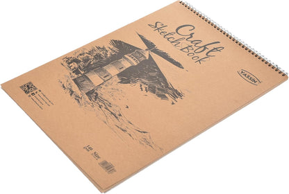 دفتر رسم ياسين كرافت، 24 ورقة، 27 × 42 سم، غلاف سلكي، 140 جرامًا للمتر المربع، للمشاريع الفنية 