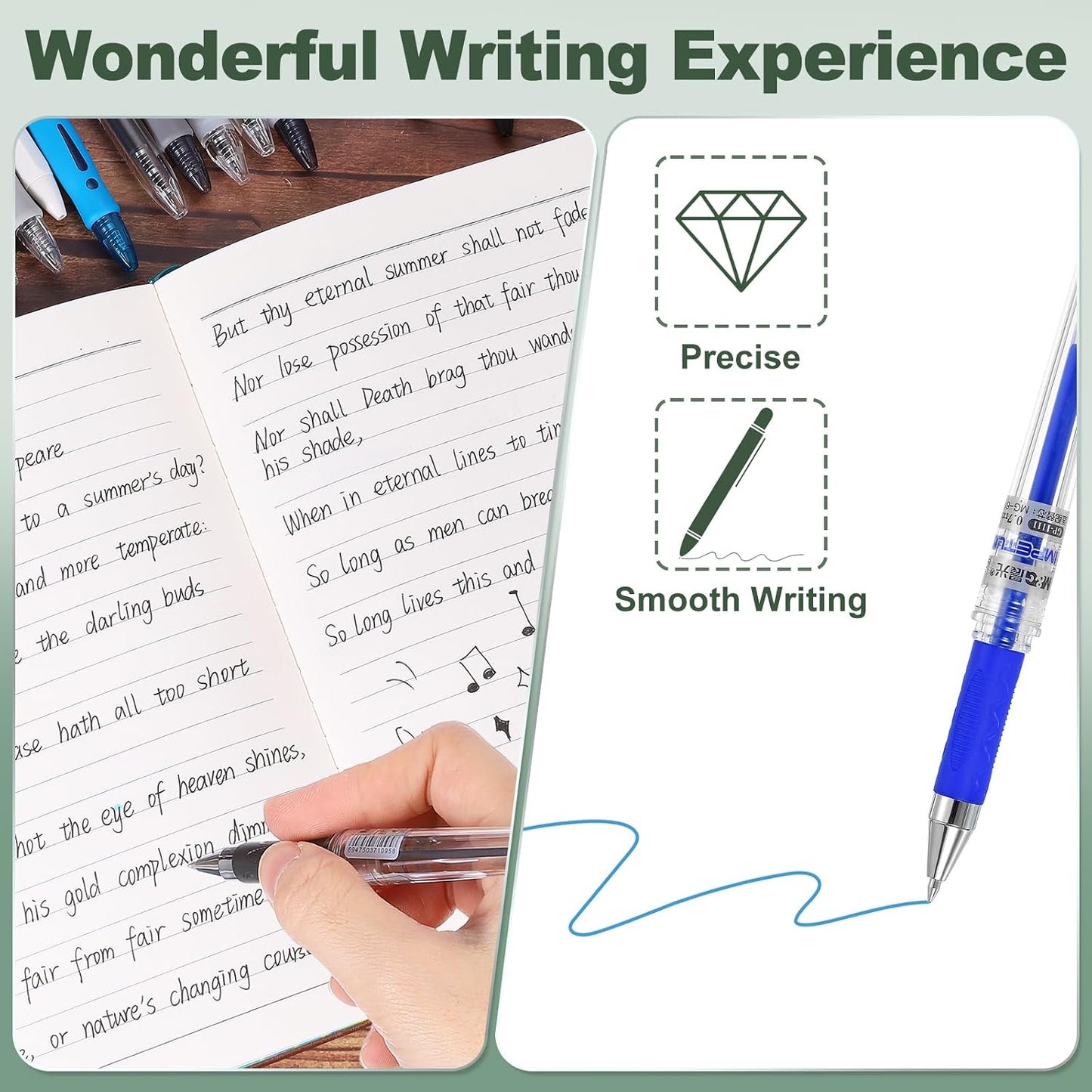 M&G Chenguang Pack of 2 Vision Gel Pen Set – 2 Blue Gel Pens, 0.7mm Bullet Tip  - No: AGP11177