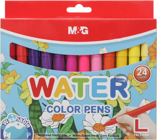 M&G Chenguang Watercolor Marker L-Felt Tip Pens, Jumbo Tip, Non-Toxic Ink Washable Colors - 24colors - No:ACP901FU