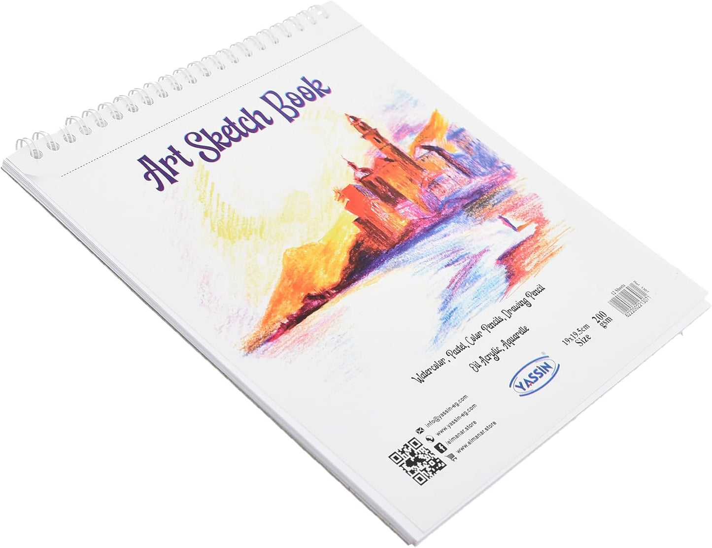 Yassin White Sketchbook 12 Sheets Wire-Bound 19×15cm Creative Drawing