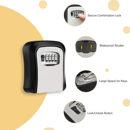 Key Safe Box Code Lock-Storage Key Box Outdoor Wall Mounted Security Password Key Box 4 Combination Code