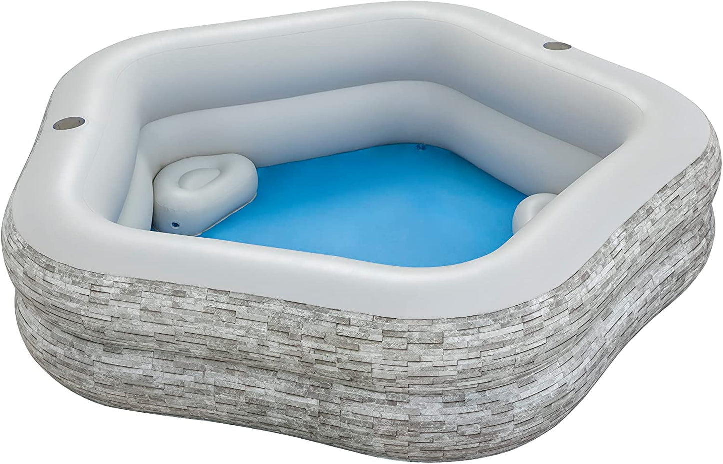 Bestway Inflatable TruPrint Stone Family Pool - 213 x 206 x 53 cm - No:54423