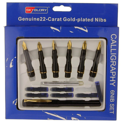 SKY GLORY Calligraphy Pen Set 6 Nibs And Cartridges