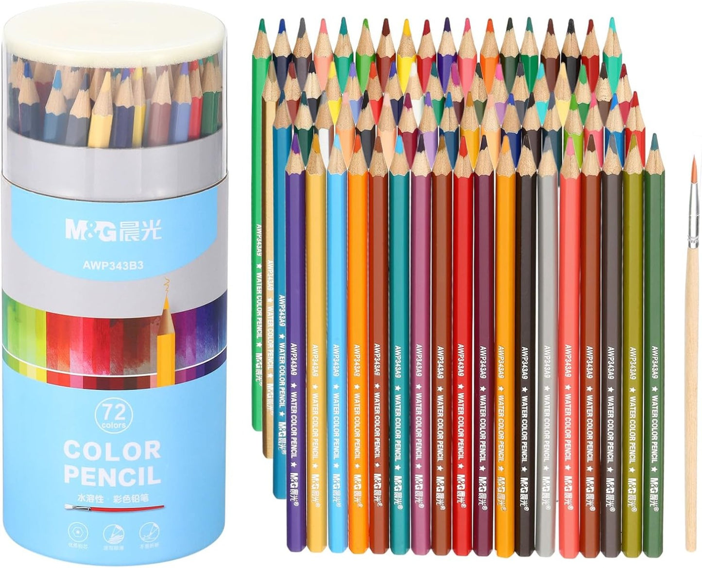 M&G Chenguang Colored Pencils Set, 72pcs Drawing Color Pencil Water Soluble Art Supplies - No:AWP343B3