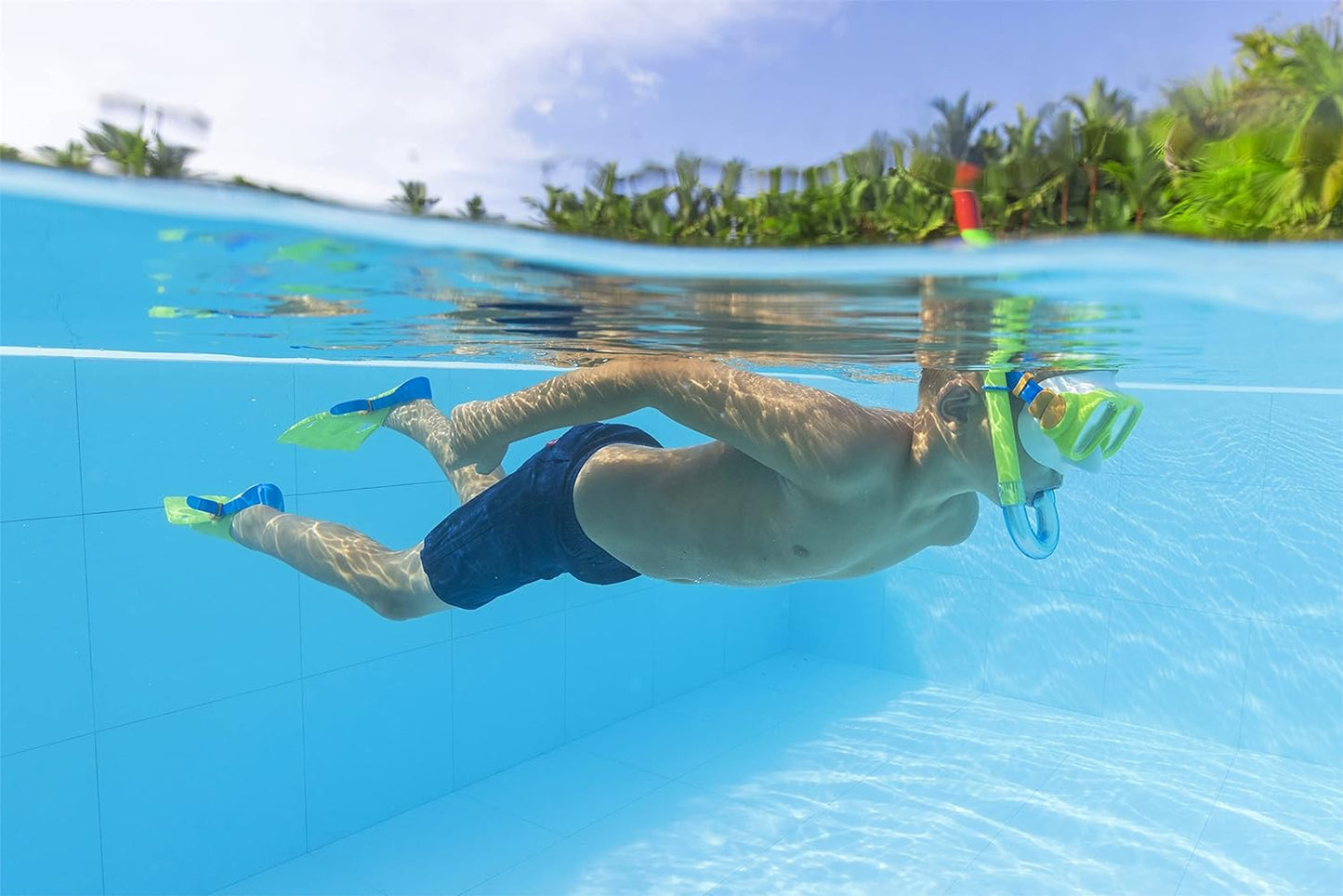 Bestway kids snorkel mask anti-leak, uv protected, adjustable - +7 Years - No:25019