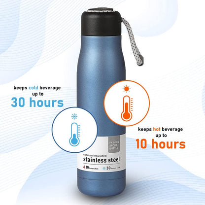 500ml Stainless Steel Vacuum Insulated Water Bottle with Carry Rope – Double Wall Thermal Flask | Hot & Cold Bottle