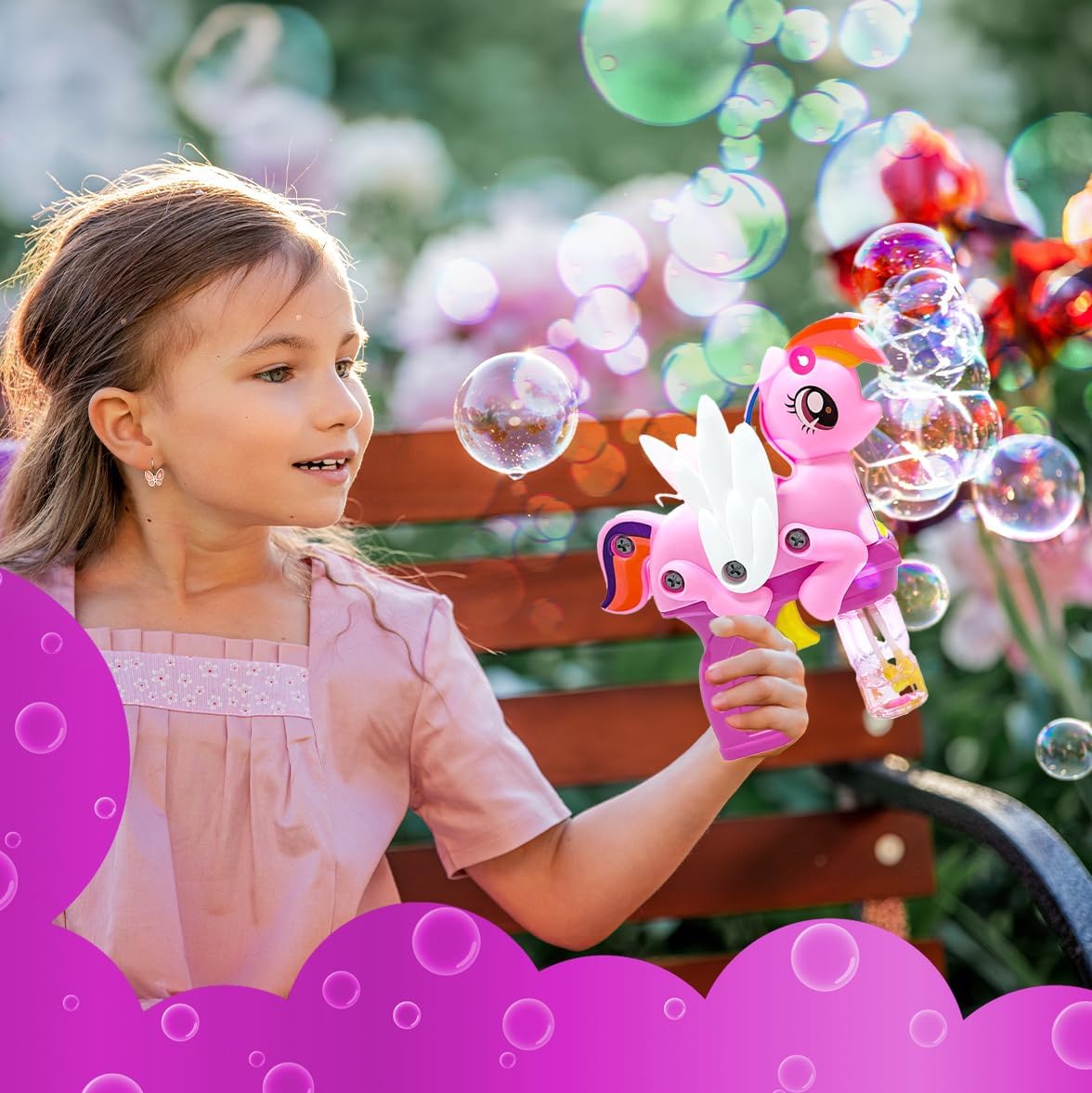 Unicorn Bubble Machine - Unicorn Bubble Gun For Girls | Handheld Bubble Machine For Kids - No:P81238-1