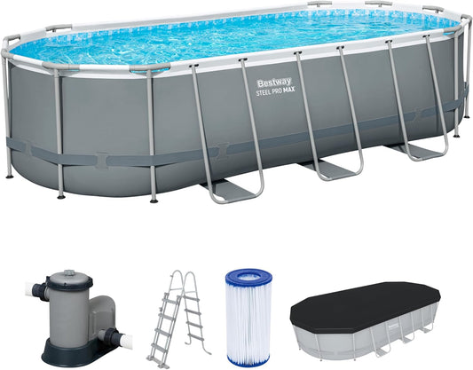 Bestway Power Steel Oval Frame Pool Complete Set with Filter Pump 549x274x122 cm - No: 56710