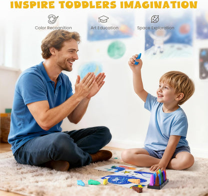 M&G Chenguang 12 Colors Crayons for Toddlers, Non-Toxic Washable Rocket Crayons, – Easy Grip Washable Crayon Set for Kids - No:AGMX4175