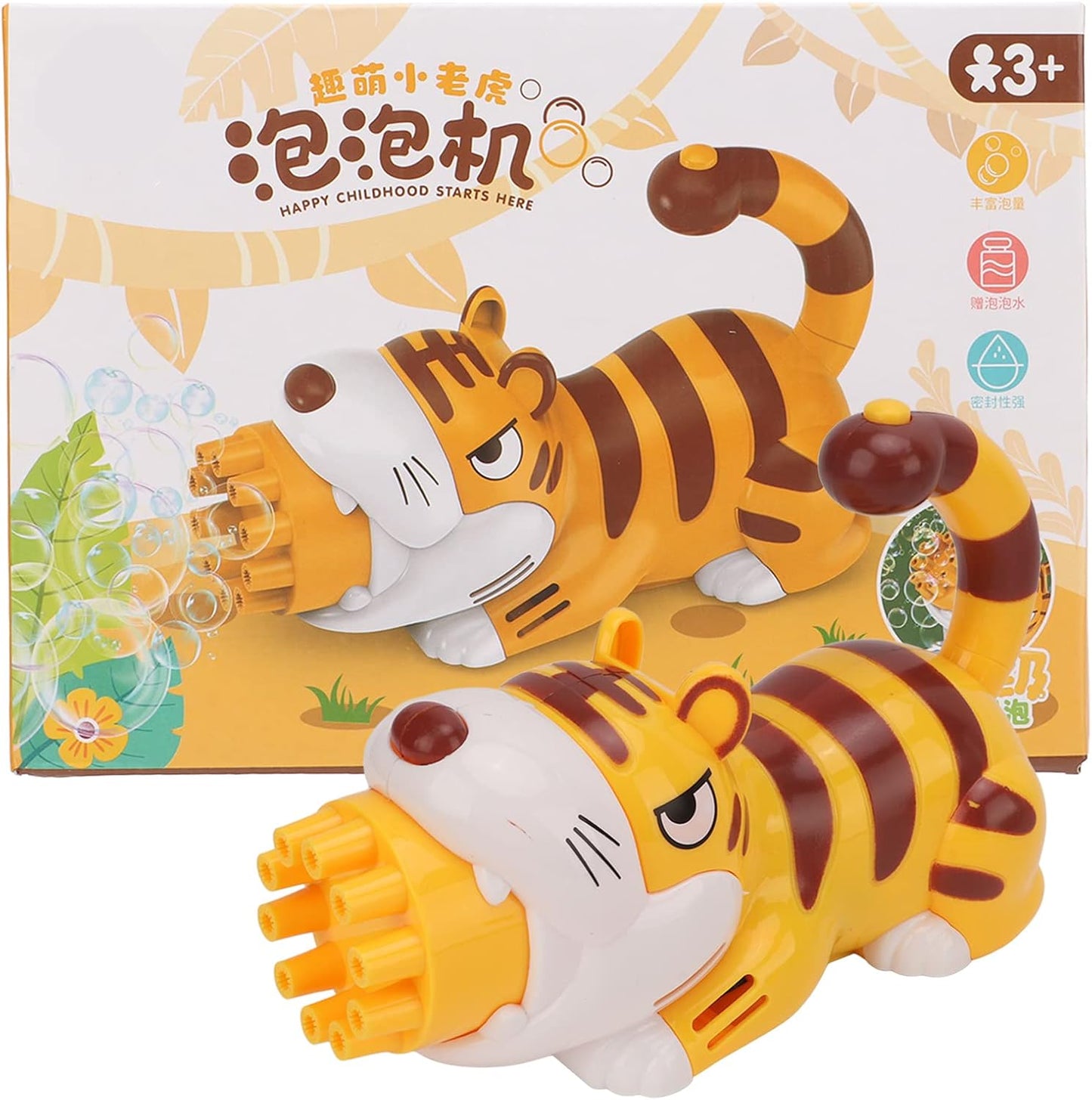 Bubble Machine, Cartoon Tiger Electric Bubble Blower Battery Operated for Outdoor Play - No:P024