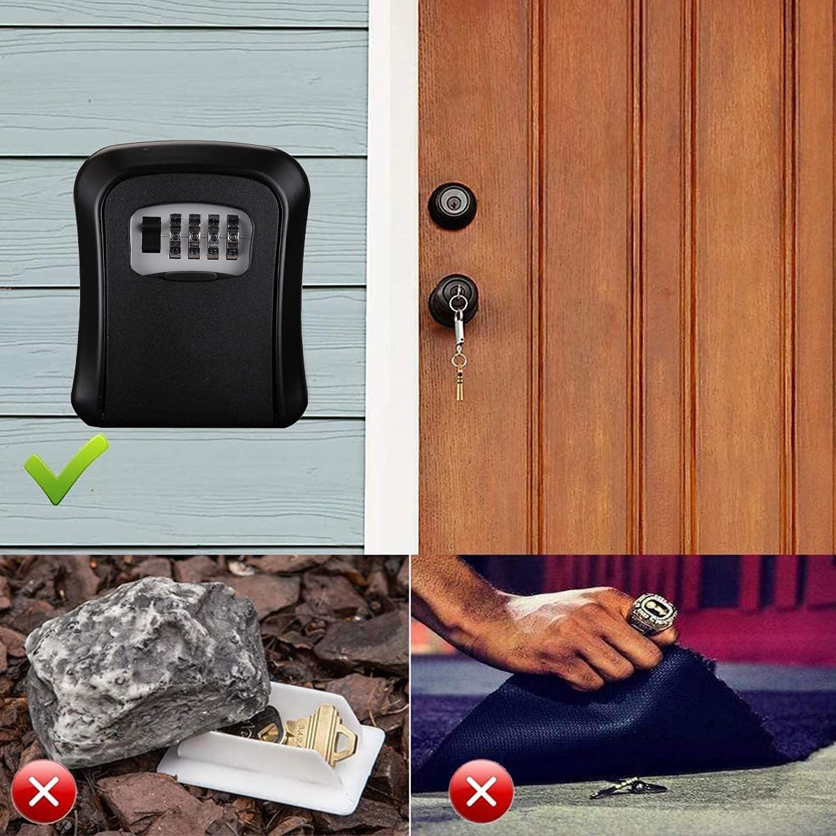 Key Safe Box Code Lock-Storage Key Box Outdoor Wall Mounted Security Password Key Box 4 Combination Code