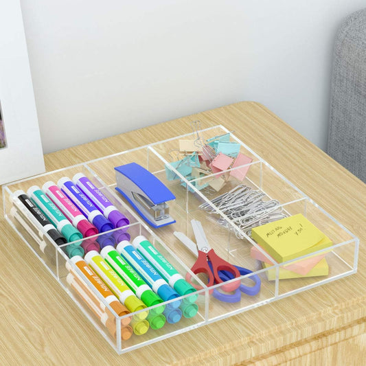 6-Section Acrylic Drawer Organizer Storage Tray