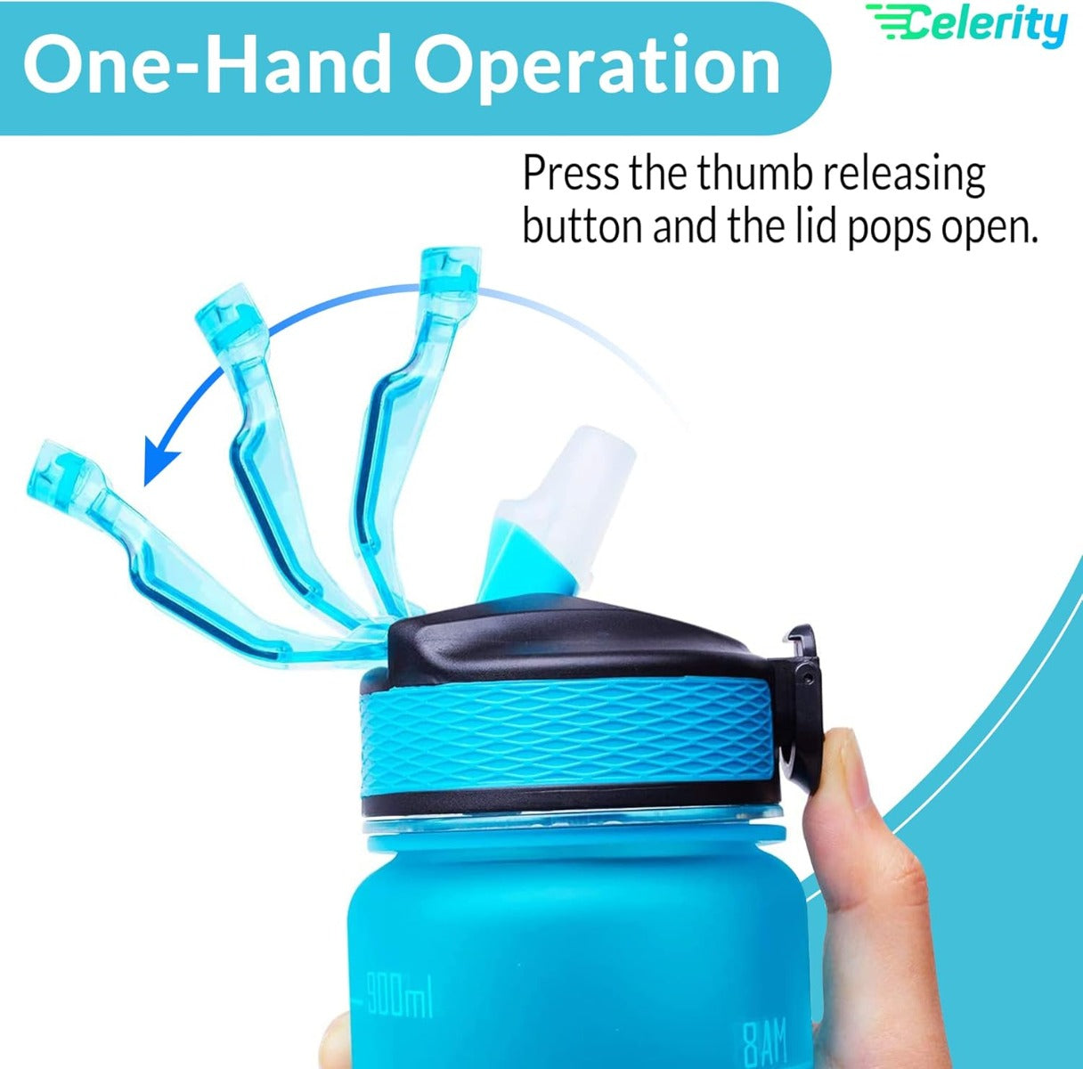 Celerity motivational water bottle 700 ML with time marker & straw - Assorted Color