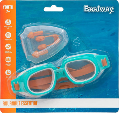 طقم نظارات سباحة للأطفال من بيست واي مع واقي للأنف والأذن بالإضافة إلى 3 في 1 - رقم: 26034 