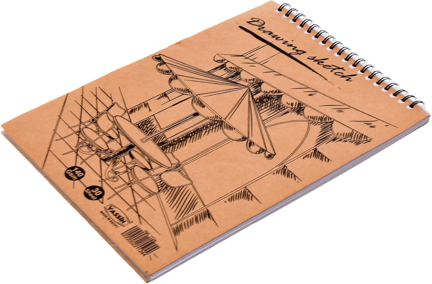 Yassin. Sketchbook Drawing, Silk, 30 Sheets- Camel Black