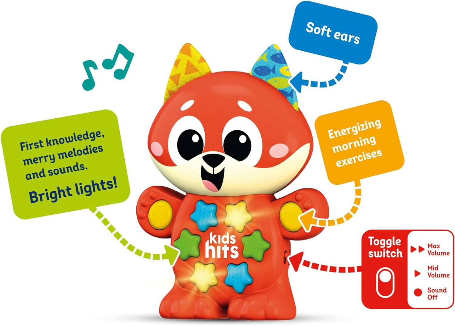 لعبة ثعلب موسيقية تعليمية للأطفال الصغار من عمر سنتين فما فوق