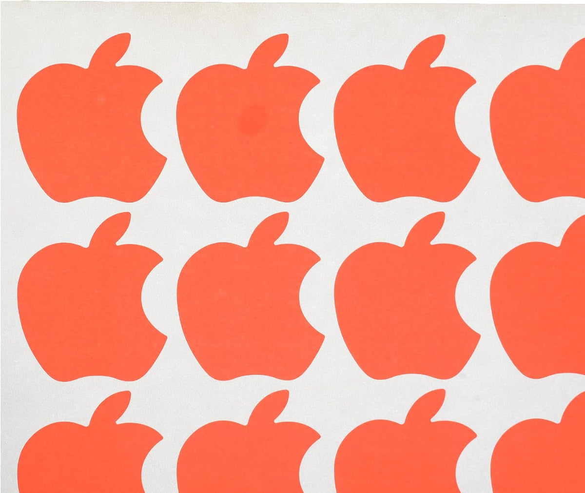 El Manar Playful Apple-Shaped Adhesive Label Sticker, 32x36 mm With Premium Material - Red Fluorescent - 64 Labels - No: 0790